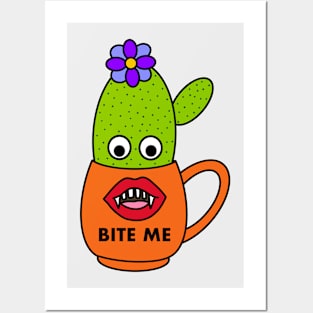 Cute Cactus Design #233: Cute Cactus In Vampire Mouth Mug Posters and Art